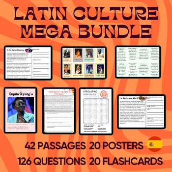 Preview of Spanish culture reading comprehension passages BUNDLE Afrolatinos Latin 