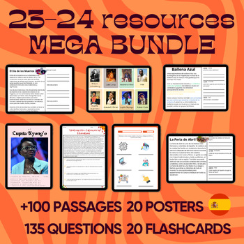 Preview of Spanish End Of The Year reading comprehension passages Mega Bundle