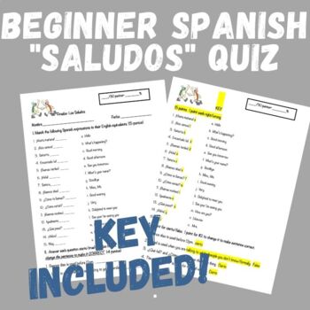 Preview of Spanish "Saludos" Greetings Quiz