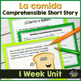 Spanish short story about food with reading comprehension 