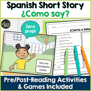 Preview of Spanish short story w/ adjectives vocabulary - Spanish reading comprehension