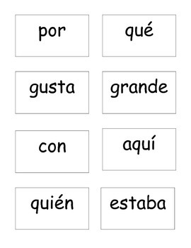 spanish sight words for pre k flashcards pdf