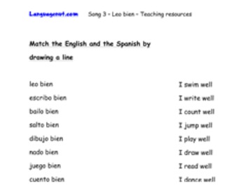 spanish song and worksheets to teach simple present tense verbs tpt