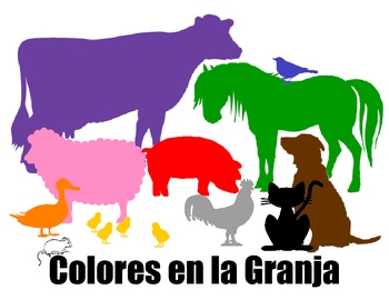 Preview of Spanish song cards Colores en la Granja Elementary