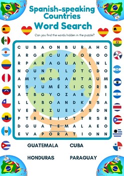 Spanish-speaking Countries and Capitals Word Search by Storyof Student ...