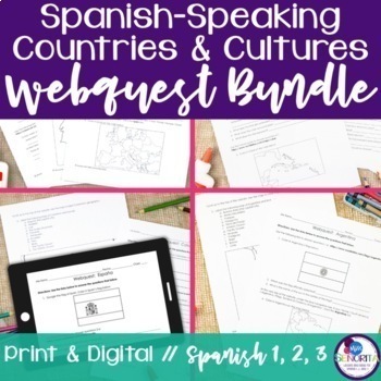 Preview of Spanish-speaking Countries and Cultures Webquest Internet Activity Bundle