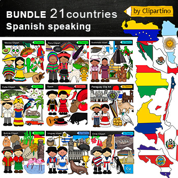 Preview of Spanish speaking countries Clip Art BUNDLE /Commercial use/ Hispana Clip Art 