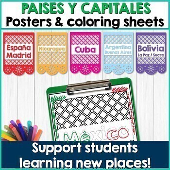 Preview of Spanish speaking countries & capitals posters - Spanish classroom decor