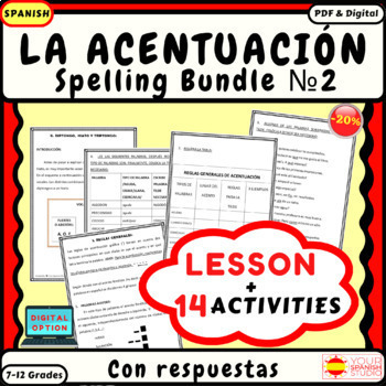 Preview of Spanish accent Bundle N2 Notes and activities no prep