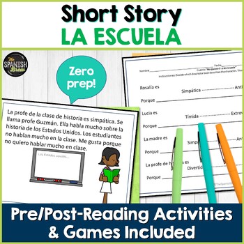 Preview of Spanish story - Spanish school vocabulary  - Spanish reading comprehension