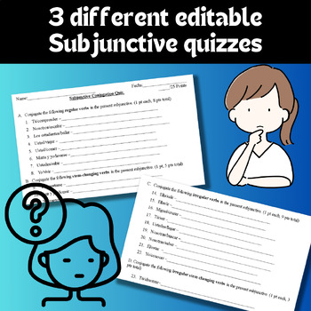 Preview of Spanish subjunctive quiz, 3 different editable quizzes