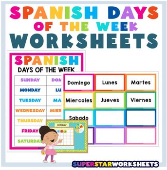 Preview of Spanish to English  Days of the Week Worksheets & Days of the Week Worksheets