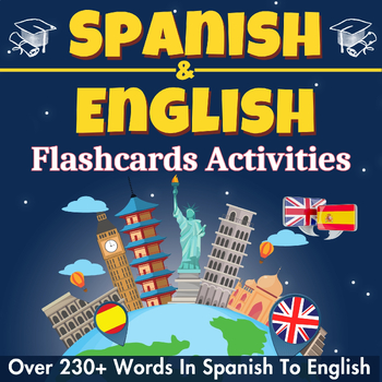 Preview of Spanish to English Flashcards Activities | Learn Spanish-English Vocabulary Word