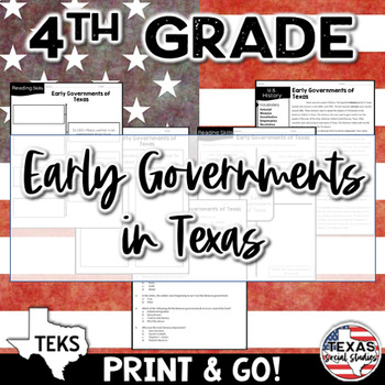 Preview of Spanish v. Mexican Government Texas 4th Grade Social Studies Reading TEKS 4.12B
