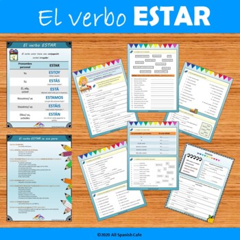 Preview of Spanish verb ESTAR/ El verbo ESTAR: handouts and worksheets