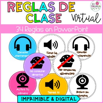 Preview of Virtual Rules in Spanish | Reglas para una clase virtual | Print & PowerPoint