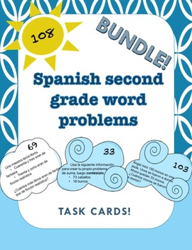Preview of Spanish word problem bundle for the entire year or differentiated