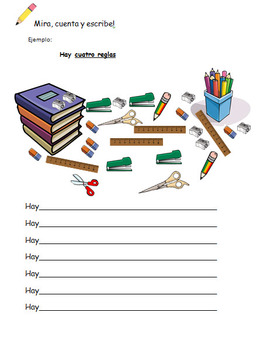 free spanish worksheets for kindergarten school supplies