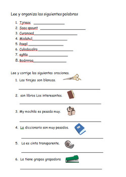 spanish worksheets school supplies by the bilingual
