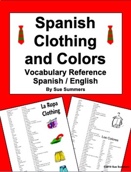 Preview of Spanish Clothing Vocabulary Reference with Colors and Patterns