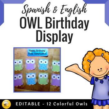 Preview of Bilingual Owl Birthday Display {EDITABLE}