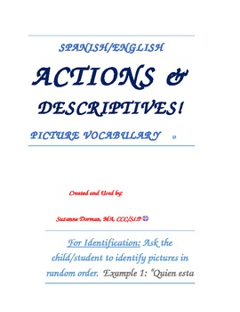 Preview of Spanish/English Vocabulary Actions & Descriptives Speech Therapy