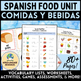 Spanish Food Unit - Comidas y bebidas: Vocabulary Activiti