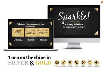 Preview of Sparkle Powerpoint Template in Gold and Silver Foil