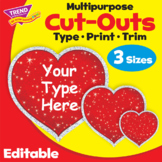Sparkling Valentine Heart Decor Editable Cut-Outs