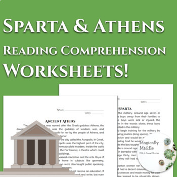 Preview of Sparta & Athens Reading Comprehension Worksheets
