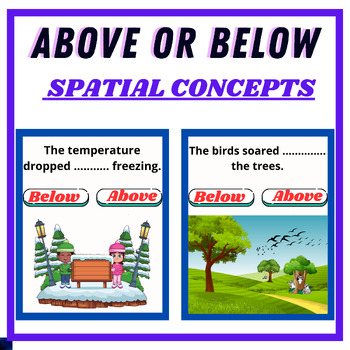 Preview of Spatial Concepts Above or Below Printables - Activity "Basic Concepts"