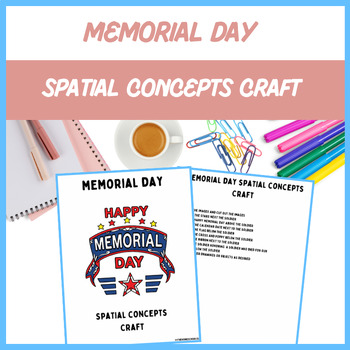 Preview of Spatial Concepts Memorial Day Craft - Speech Therapy | Digital Resource