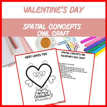 Preview of Spatial Concepts Owl VDay Craft - Speech Therapy| Digital Resource