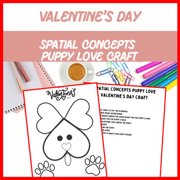 Preview of Spatial Concepts Puppy Love  VDay Craft - Speech Therapy| Digital Resource