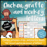 Spatial Placement of Letters - Chicken, Giraffe and Monkey