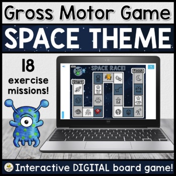 Preview of Gross Motor DIGITAL Board Game for Teletherapy (SPACE THEME)