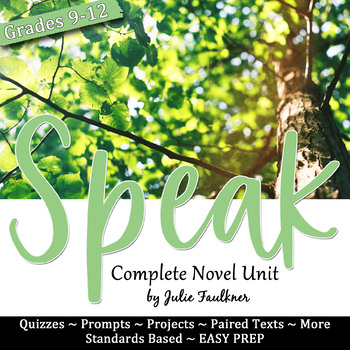 Preview of Speak Novel Study Unit Plan, Literature Guide, Lesson Plans
