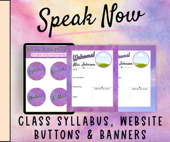 Preview of Speak Now Inspired Syllabi Set, Class Website Banners, and Buttons