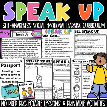 Preview of Speak Up Social Emotional Learning Character Education SEL K-2 Curriculum 
