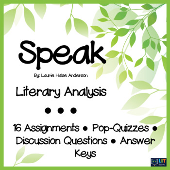 Preview of Speak by Laurie Halse Anderson: Literary Analysis Questions