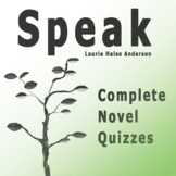 SPEAK Laurie Halse Anderson Complete Novel Quizzes — Four 