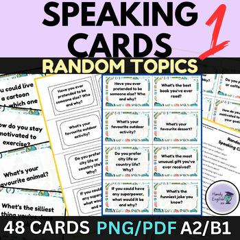 Preview of Speaking Cards Random Topics Vocabulary Writing Prompts ESL ELA