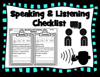 Preview of Speaking & Listening Checklist for Evaluating Student Presentations