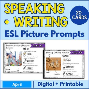 Preview of Speaking & Writing Cards for ELL Students {April}