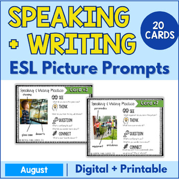 Preview of Speaking & Writing Cards for ELL Students {August}