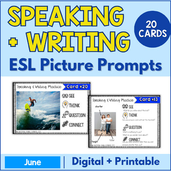 Preview of Speaking & Writing Cards for ELL Students {June}