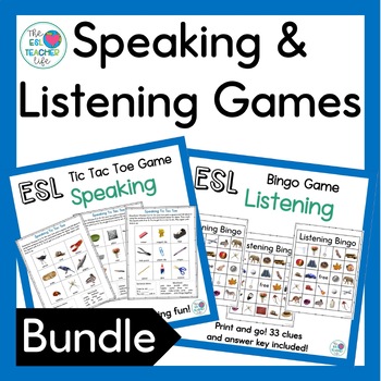 Preview of Speaking and Listening Games Activities Bundle for Beginners ESL ELL ELD