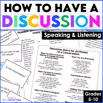 Preview of Speaking and Listening Activities & Conversation Cards - Having a Discussion