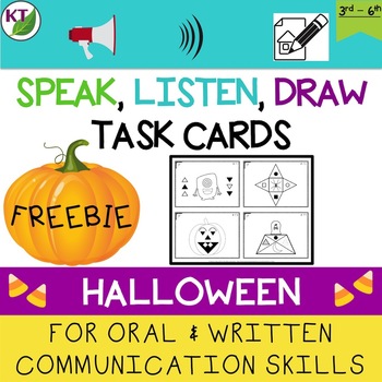 Preview of Speaking and Listening Skills Task Cards: Halloween Freebie
