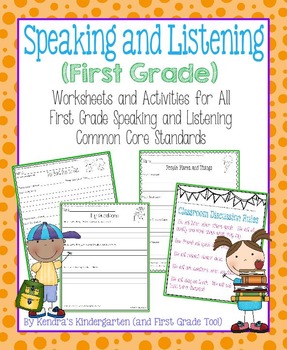 Preview of Speaking and Listening Worksheets/Activities - First Grade Common Core